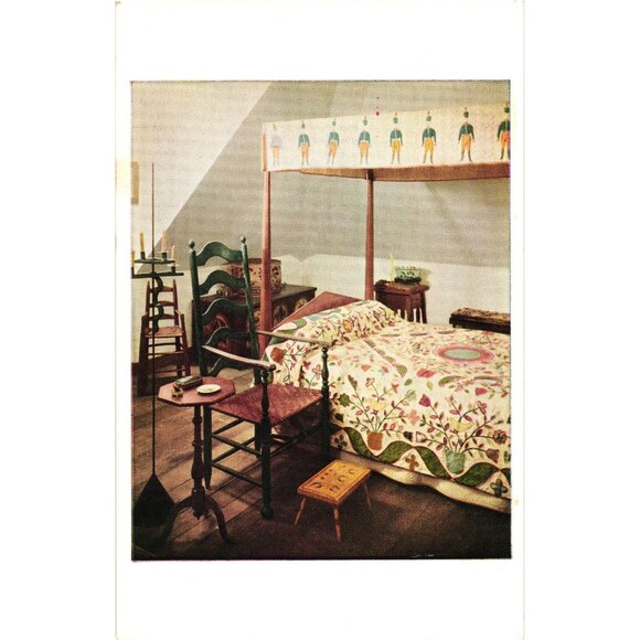 Henry Francis Du Pont Winterthur Museum Postcard Lebanon Bedroom Design Vintage - Picture 1 of 2